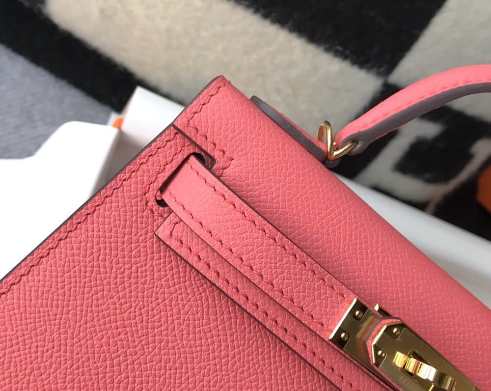 1:1 Replica Hermes Mini Kelly 19 Sellier Epsom Pink Bag For Women, Women's Handbags, Shoulder Bags 7.5in/19cm
