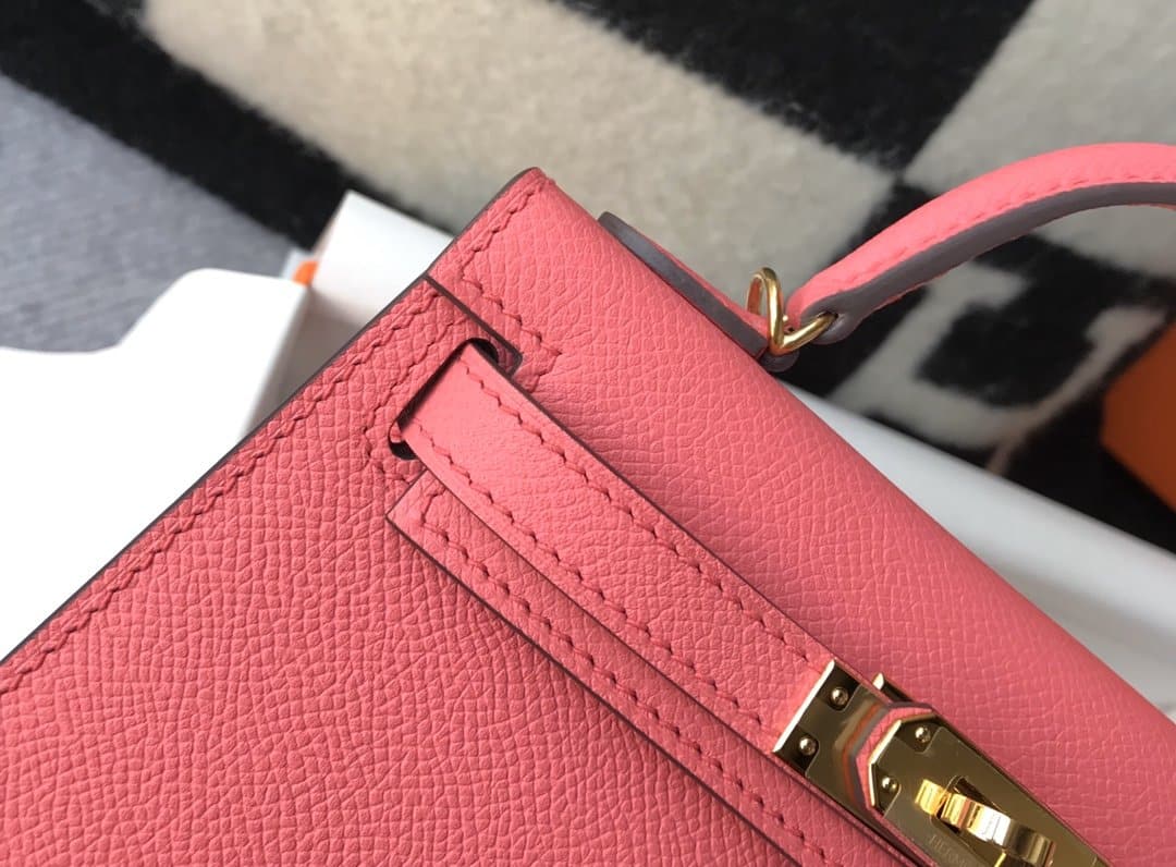 1:1 Replica Hermes Mini Kelly 19 Sellier Epsom Pink Bag For Women, Women's Handbags, Shoulder Bags 7.5in/19cm - Image 2