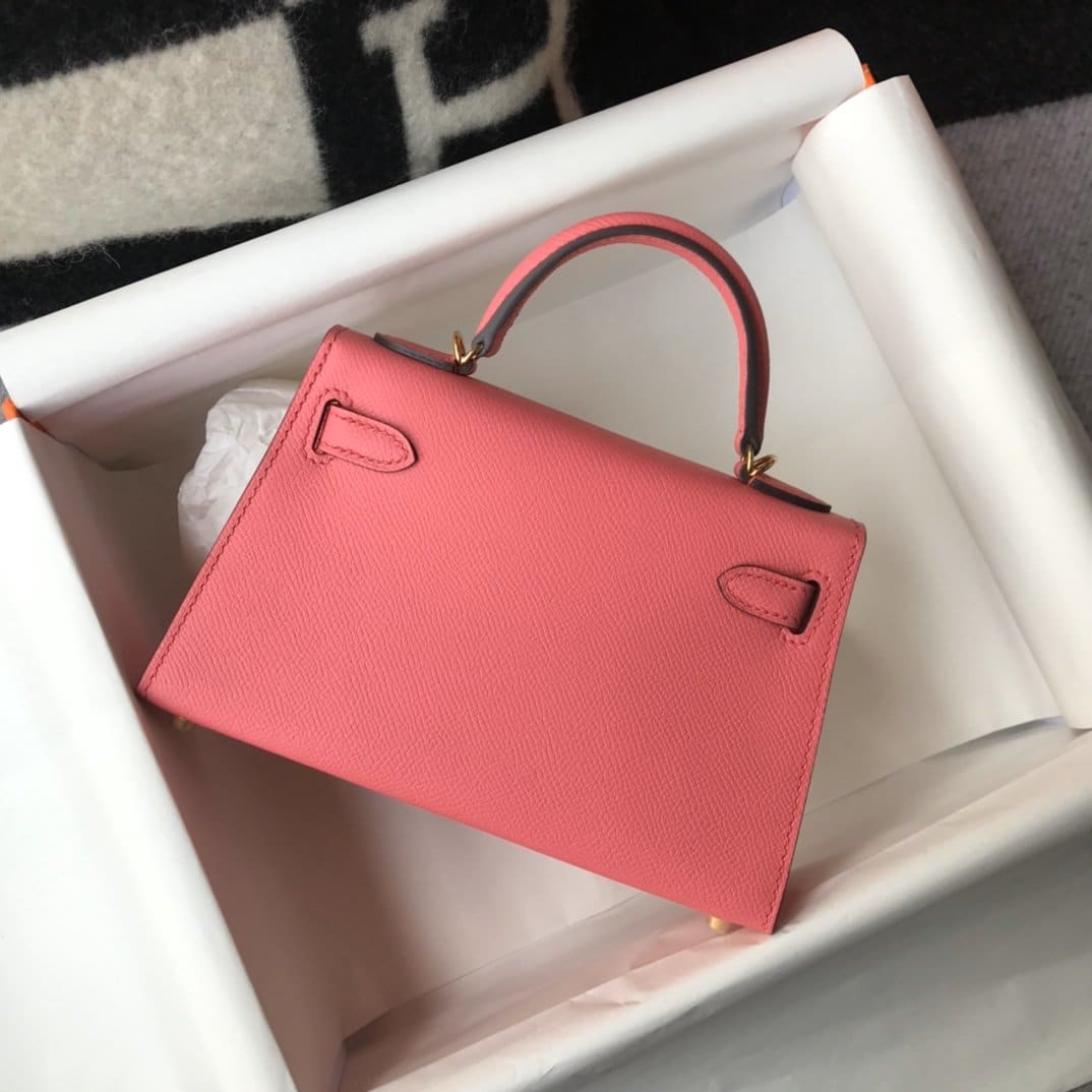 1:1 Replica Hermes Mini Kelly 19 Sellier Epsom Pink Bag For Women, Women's Handbags, Shoulder Bags 7.5in/19cm - Image 3
