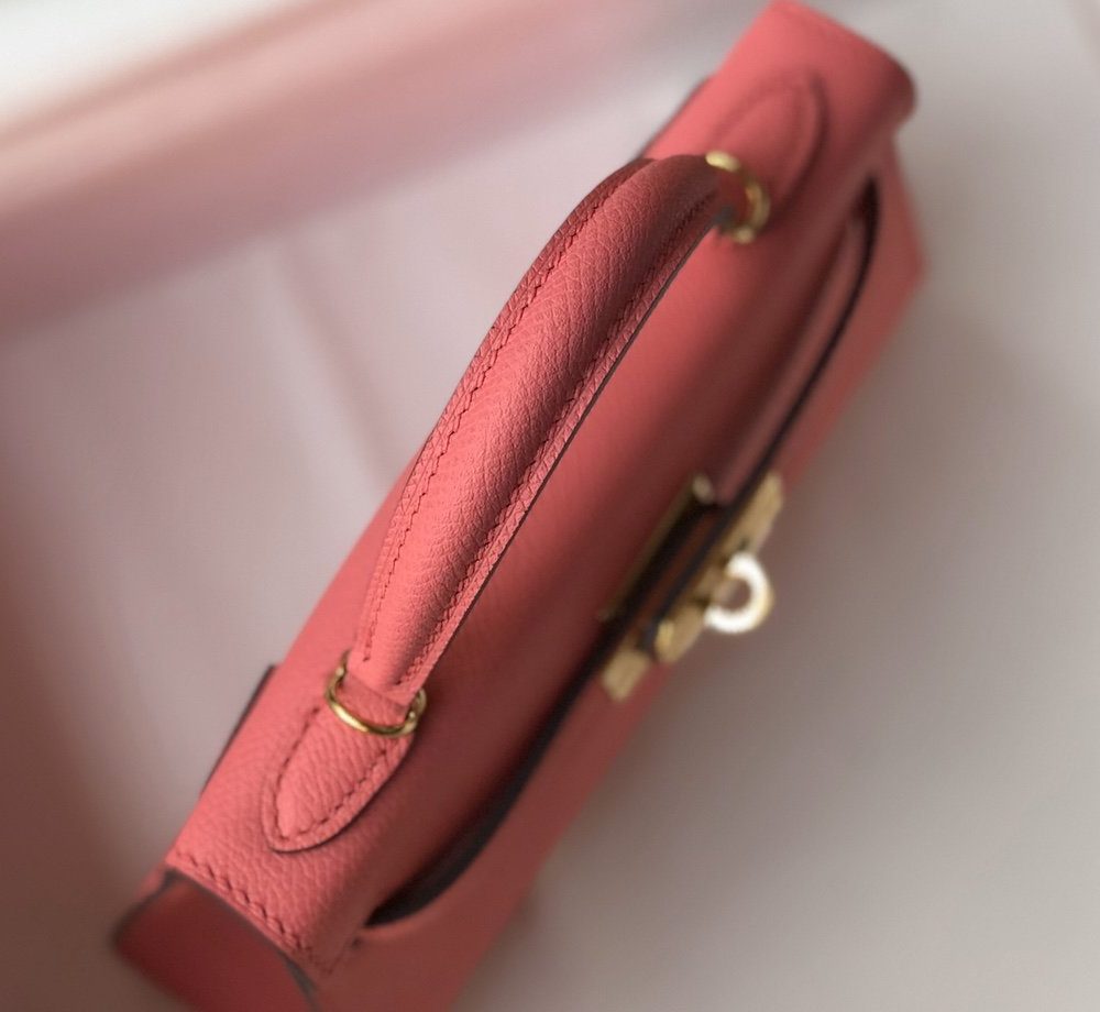 1:1 Replica Hermes Mini Kelly 19 Sellier Epsom Pink Bag For Women, Women's Handbags, Shoulder Bags 7.5in/19cm