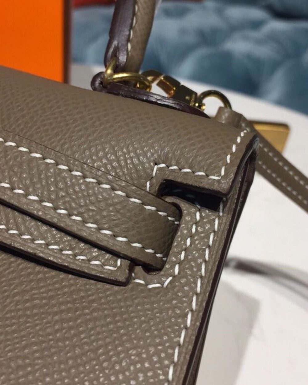 1:1 Replica Hermes Mini Kelly 20 Sellier Epsom Etoupe Bag For Women, Women's Handbags, Shoulder Bags 7.5in/20cm