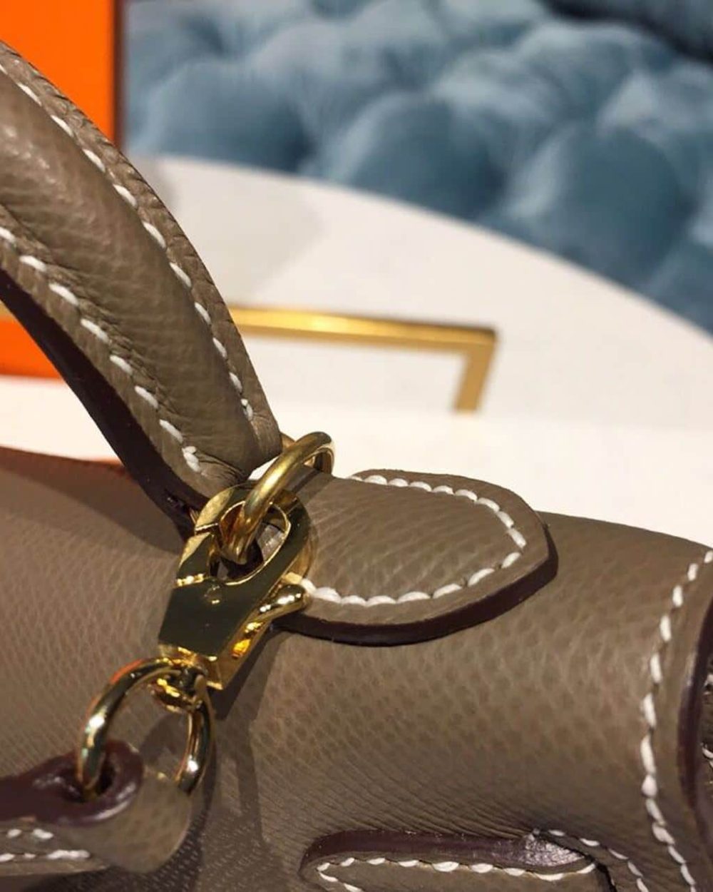 1:1 Replica Hermes Mini Kelly 20 Sellier Epsom Etoupe Bag For Women, Women's Handbags, Shoulder Bags 7.5in/20cm