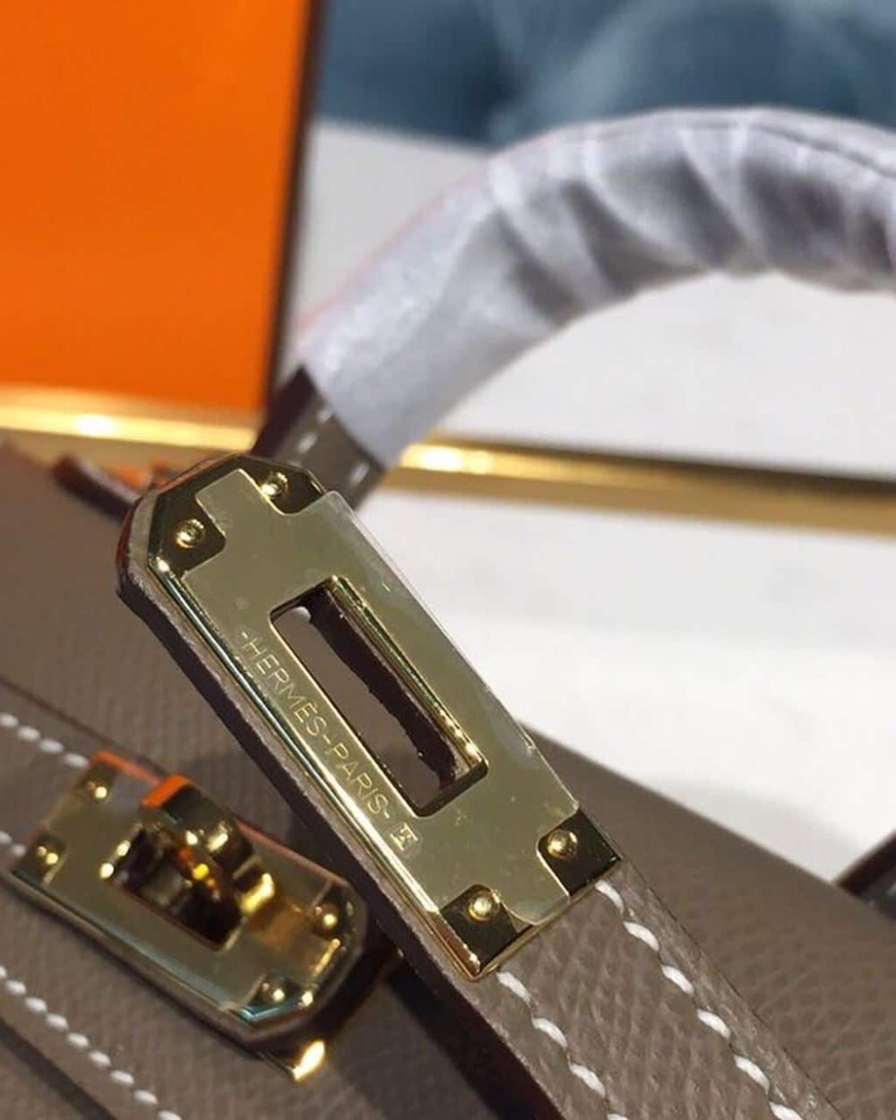 1:1 Replica Hermes Mini Kelly 20 Sellier Epsom Etoupe Bag For Women, Women's Handbags, Shoulder Bags 7.5in/20cm