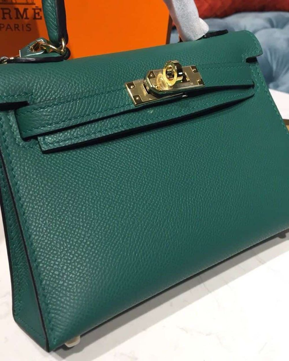 1:1 Replica Hermes Mini Kelly 20 Sellier Epsom Green Bag For Women, Women's Handbags, Shoulder Bags 7.5in/20cm