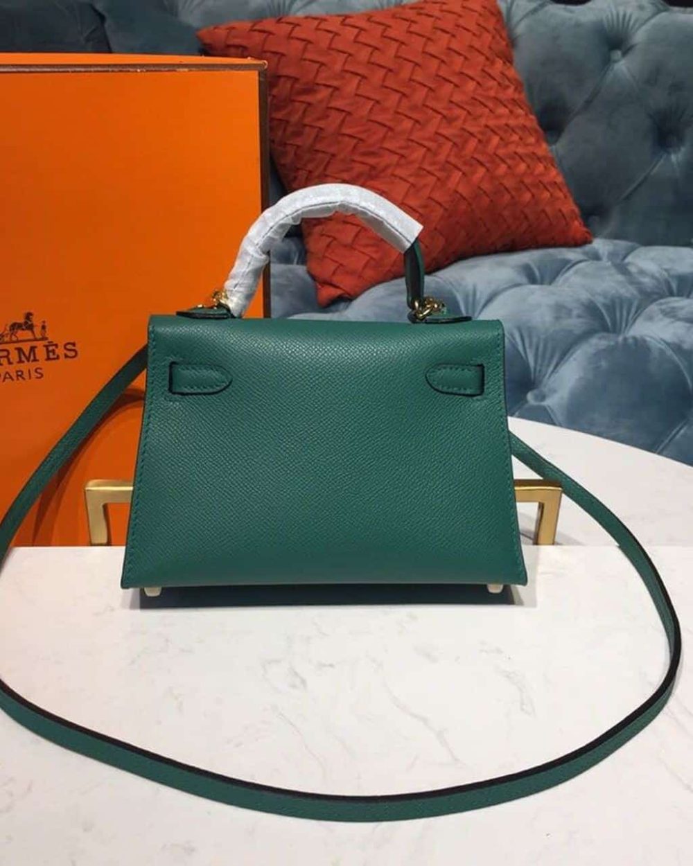 1:1 Replica Hermes Mini Kelly 20 Sellier Epsom Green Bag For Women, Women's Handbags, Shoulder Bags 7.5in/20cm
