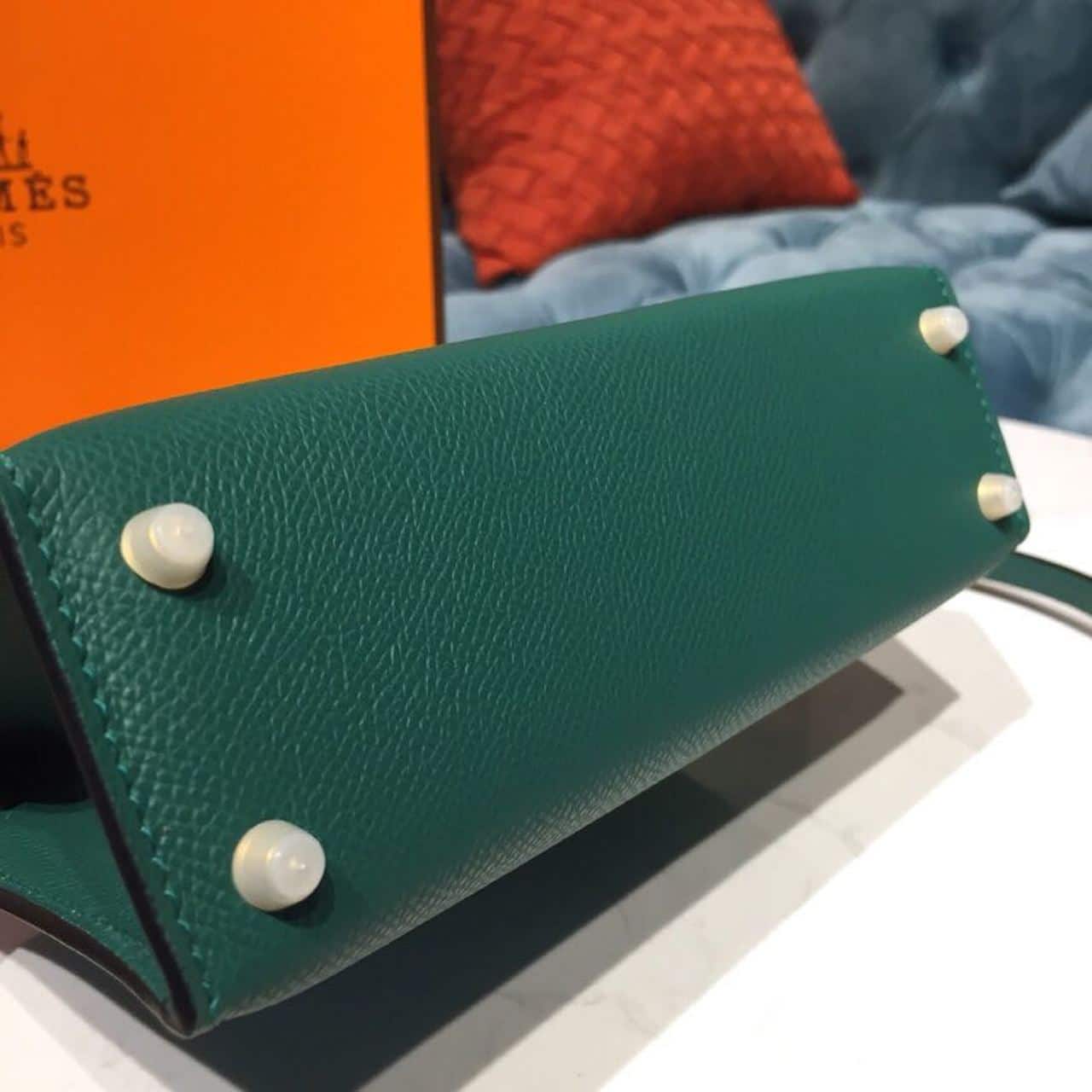 1:1 Replica Hermes Mini Kelly 20 Sellier Epsom Green Bag For Women, Women's Handbags, Shoulder Bags 7.5in/20cm - Image 5
