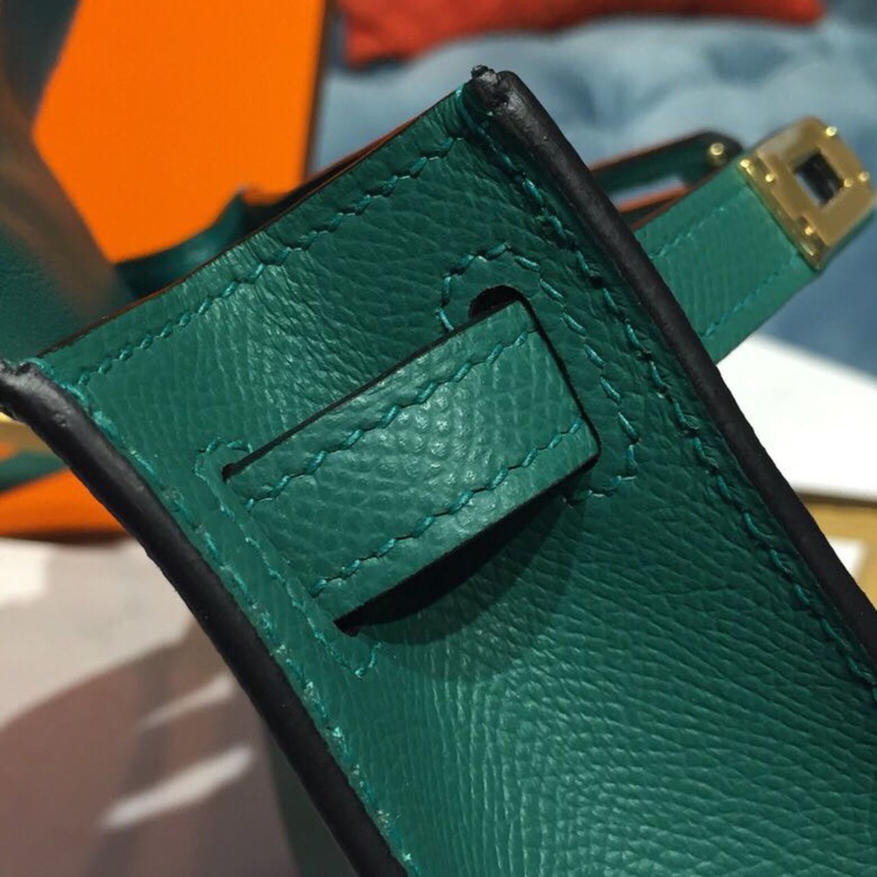 1:1 Replica Hermes Mini Kelly 20 Sellier Epsom Green Bag For Women, Women's Handbags, Shoulder Bags 7.5in/20cm - Image 12