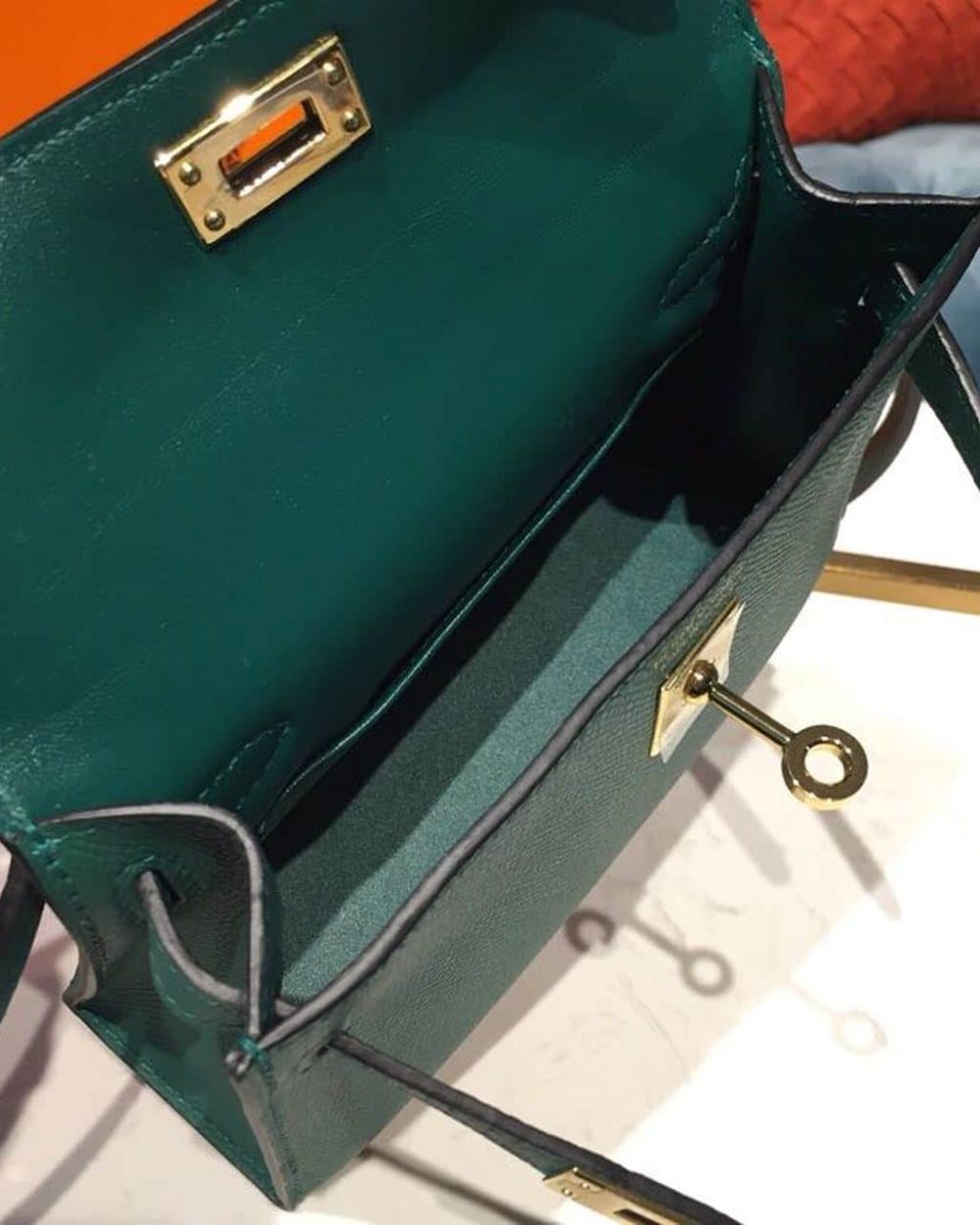 1:1 Replica Hermes Mini Kelly 20 Sellier Epsom Green Bag For Women, Women's Handbags, Shoulder Bags 7.5in/20cm