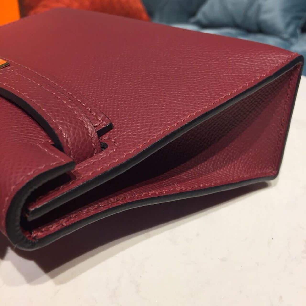 1:1 Replica Hermes Mini Kelly Burgundy For Women Gold Toned Hardware 7.5in/19cm - Image 6