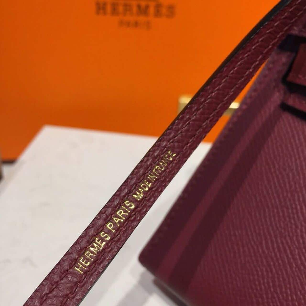 1:1 Replica Hermes Mini Kelly Burgundy For Women Gold Toned Hardware 7.5in/19cm - Image 12