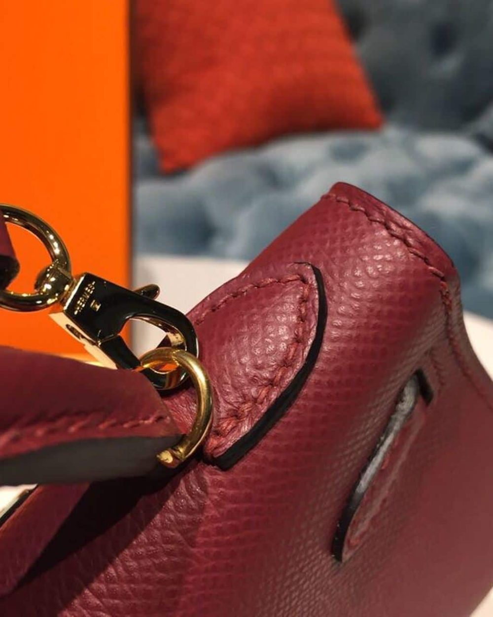1:1 Replica Hermes Mini Kelly Burgundy For Women Gold Toned Hardware 7.5in/19cm