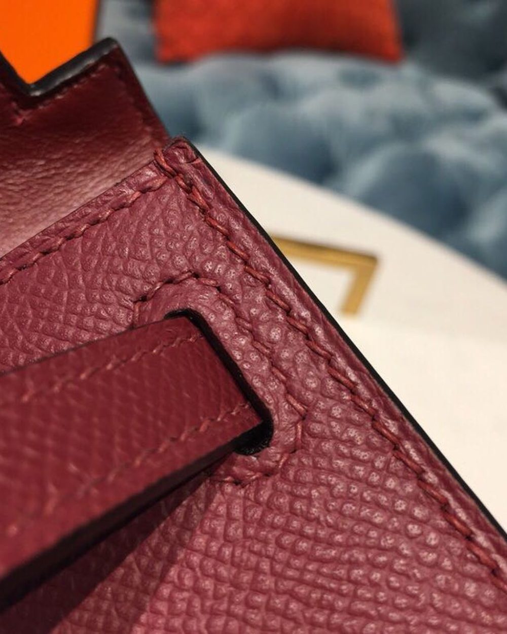 1:1 Replica Hermes Mini Kelly Burgundy For Women Gold Toned Hardware 7.5in/19cm