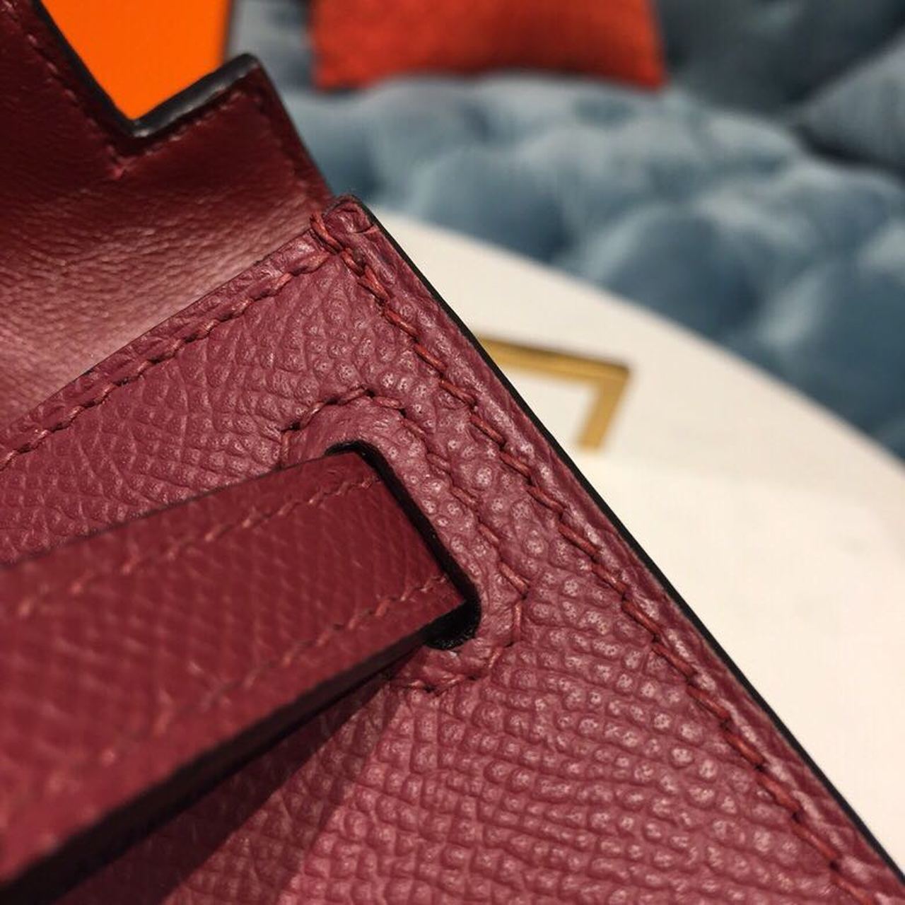 1:1 Replica Hermes Mini Kelly Burgundy For Women Gold Toned Hardware 7.5in/19cm - Image 13
