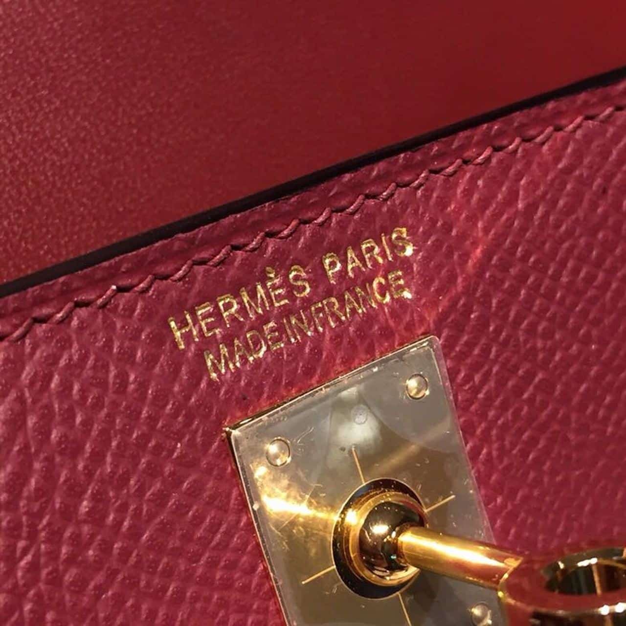 1:1 Replica Hermes Mini Kelly Burgundy For Women Gold Toned Hardware 7.5in/19cm - Image 8