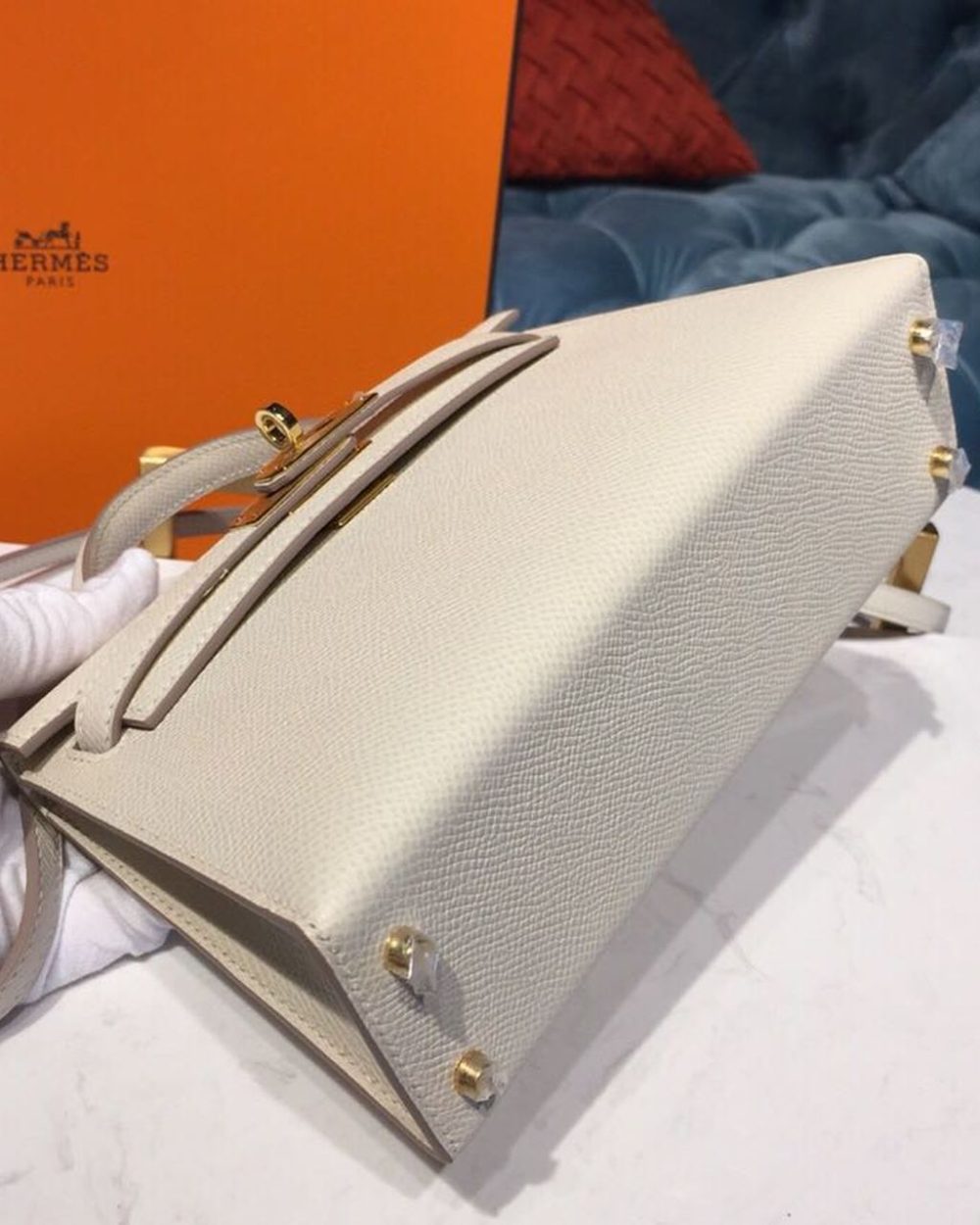 1:1 Replica Hermes Mini Kelly Craie For Women Gold-Toned Hardware 7.5in/19cm