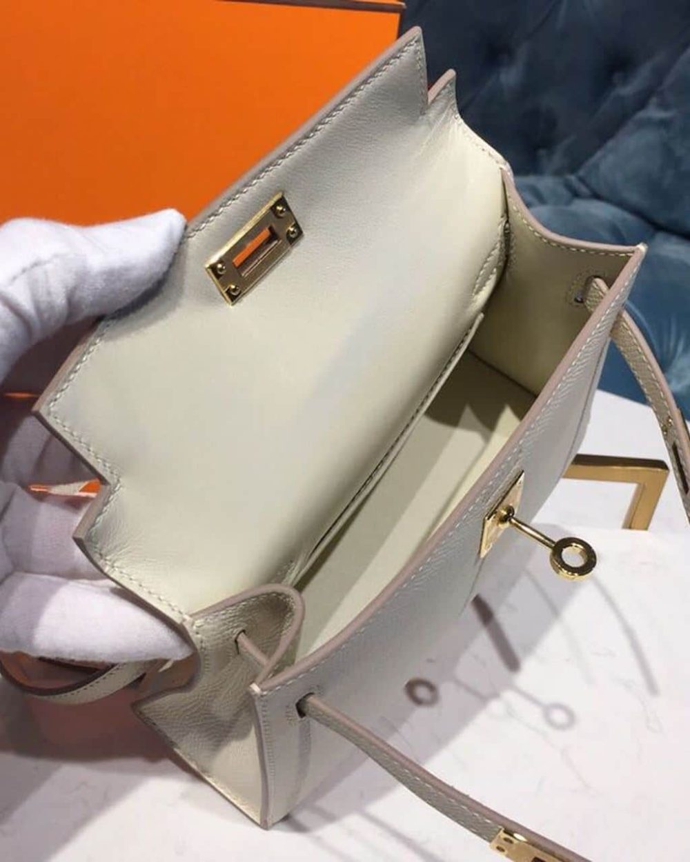 1:1 Replica Hermes Mini Kelly Craie For Women Gold-Toned Hardware 7.5in/19cm