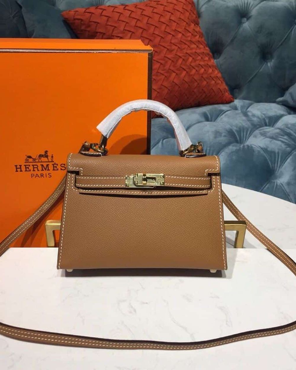 1:1 Replica Hermes Mini Kelly Gold For Women Gold Toned Hardware 7.5in/19cm