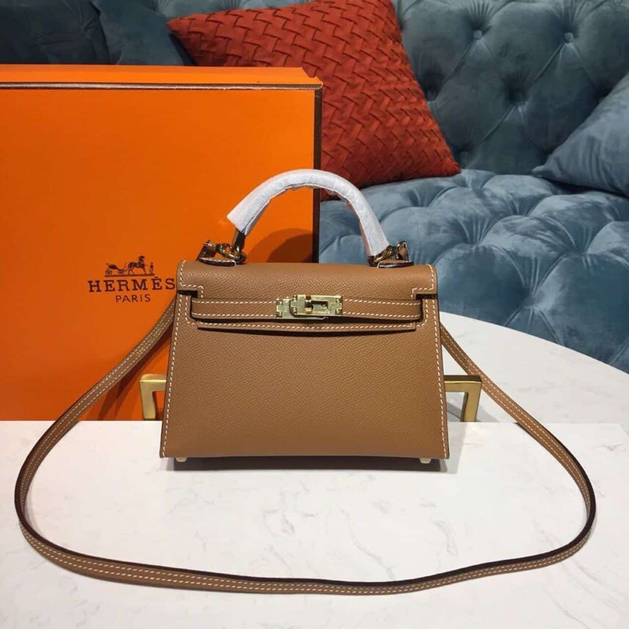 1:1 Replica Hermes Mini Kelly Gold For Women Gold Toned Hardware 7.5in/19cm