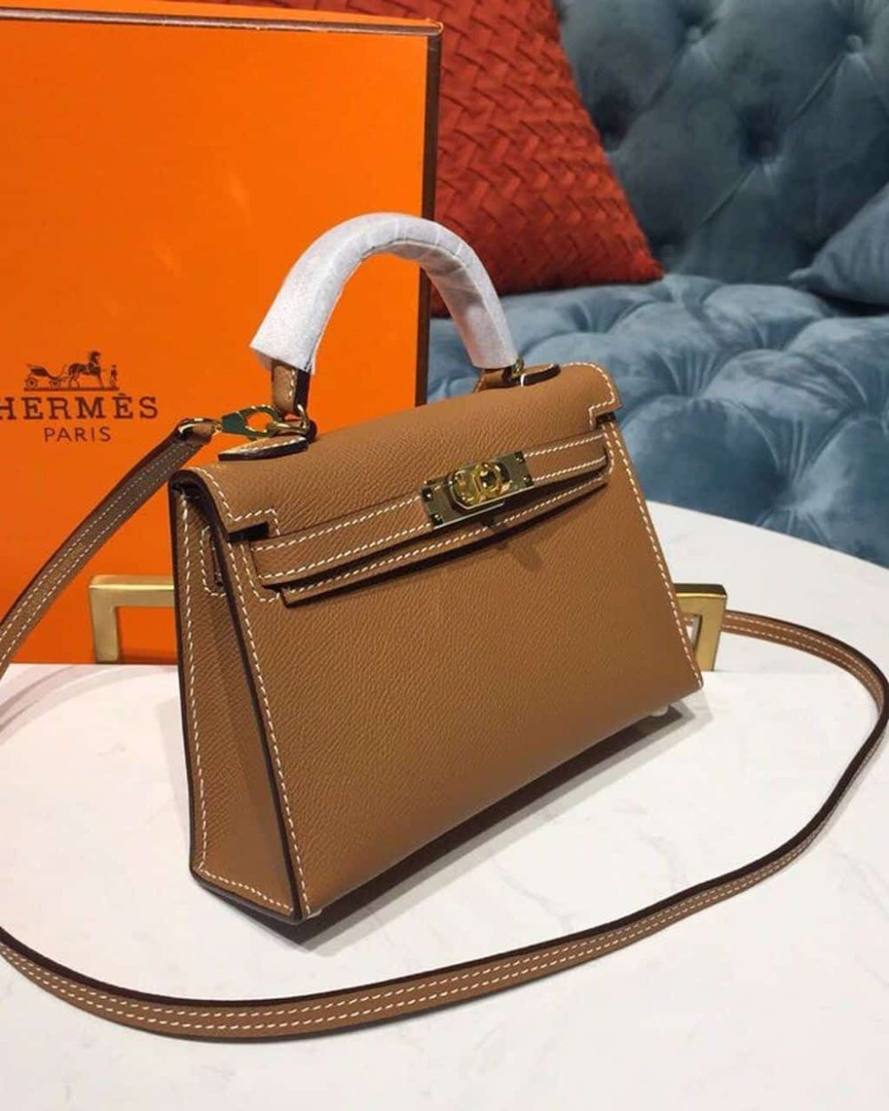 1:1 Replica Hermes Mini Kelly Gold For Women Gold Toned Hardware 7.5in/19cm