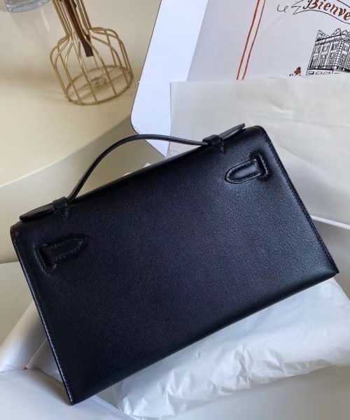 1:1 Replica Hermes Mini Kelly KP Pochette Black/Khaki Green/Yellow/Brown For Women 22cm / 8.7in