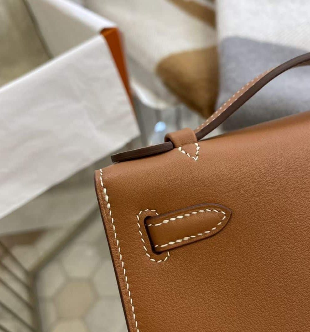 1:1 Replica Hermes Mini Kelly KP Pochette Black/Khaki Green/Yellow/Brown For Women 22cm / 8.7in