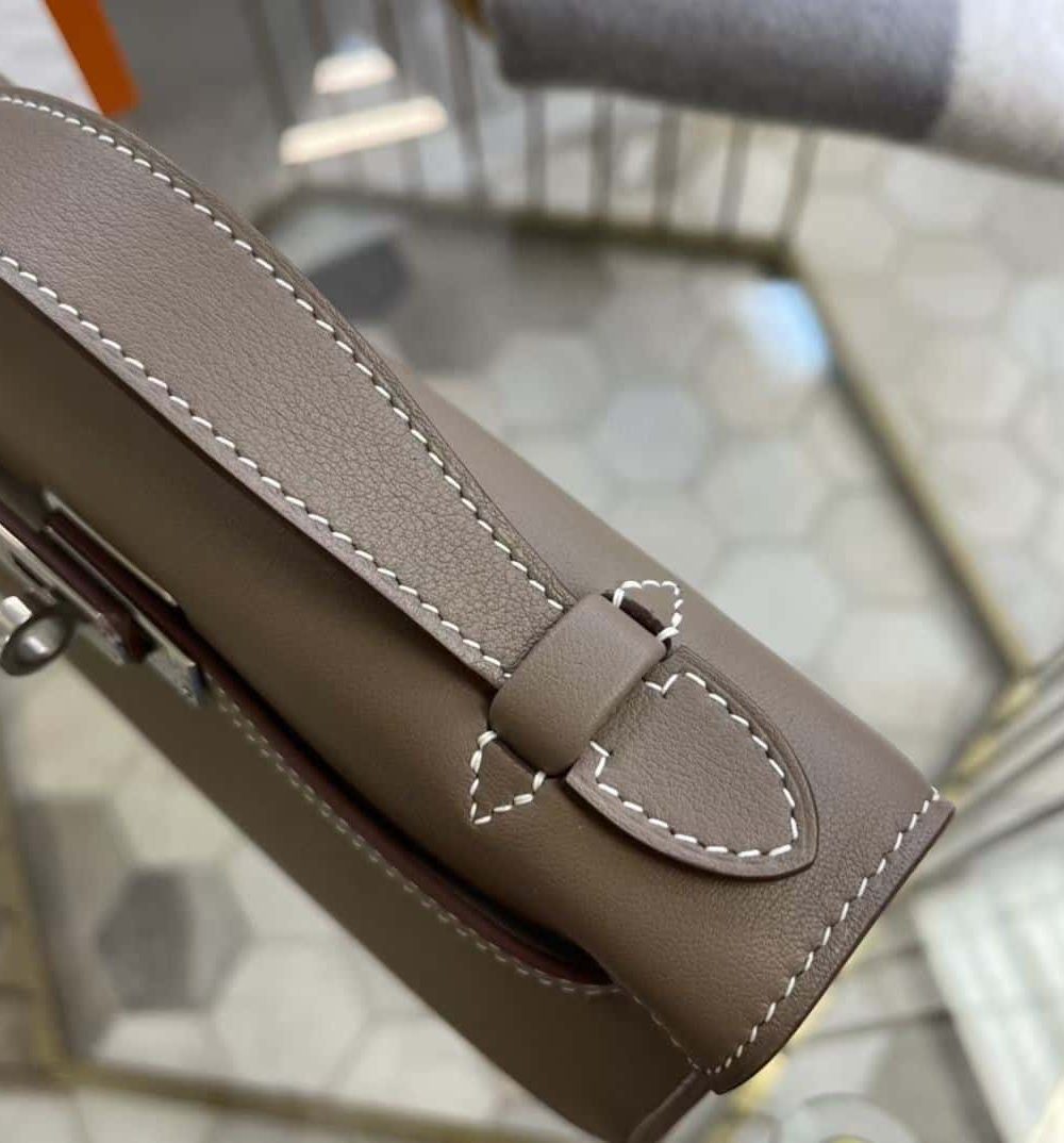 1:1 Replica Hermes Mini Kelly KP Pochette Black/Khaki Green/Yellow/Brown For Women 22cm / 8.7in