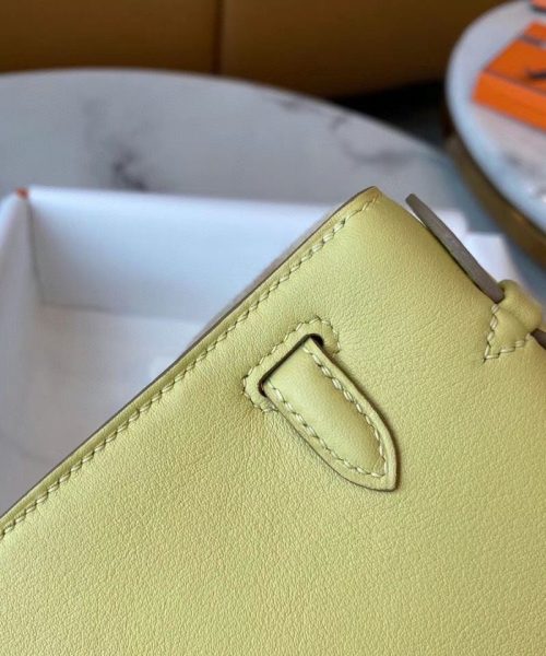 1:1 Replica Hermes Mini Kelly KP Pochette Black/Khaki Green/Yellow/Brown For Women 22cm / 8.7in