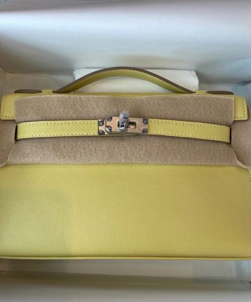 1:1 Replica Hermes Mini Kelly KP Pochette Black/Khaki Green/Yellow/Brown For Women 22cm / 8.7in