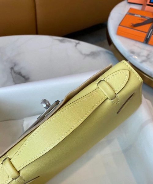 1:1 Replica Hermes Mini Kelly KP Pochette Black/Khaki Green/Yellow/Brown For Women 22cm / 8.7in