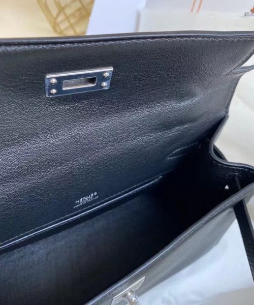 1:1 Replica Hermes Mini Kelly KP Pochette Black/Khaki Green/Yellow/Brown For Women 22cm / 8.7in