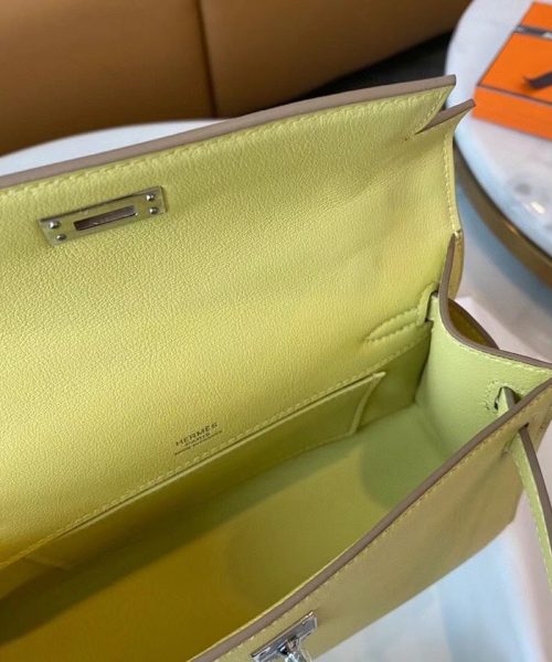 1:1 Replica Hermes Mini Kelly KP Pochette Black/Khaki Green/Yellow/Brown For Women 22cm / 8.7in