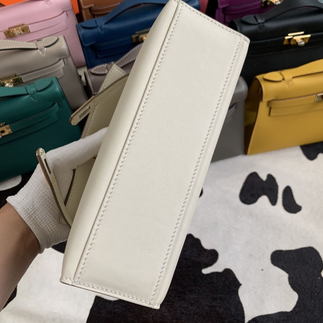 1:1 Replica Hermes Mini Kelly KP Pochette Black/Light Brown/Pink/Yellow/White For Women 22cm / 8.7in - Image 8