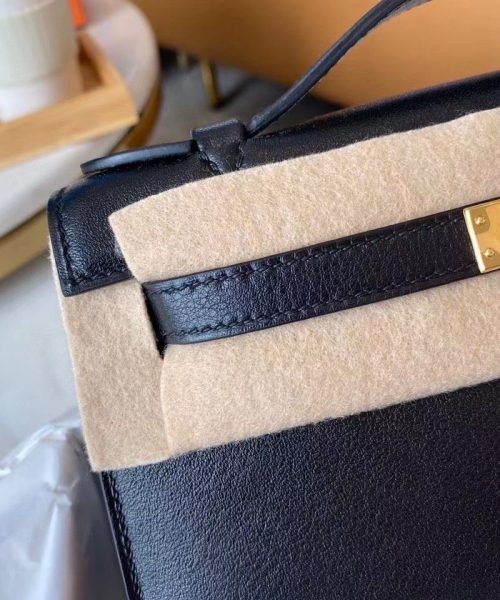 1:1 Replica Hermes Mini Kelly KP Pochette Black/Light Brown/Pink/Yellow/White For Women 22cm / 8.7in