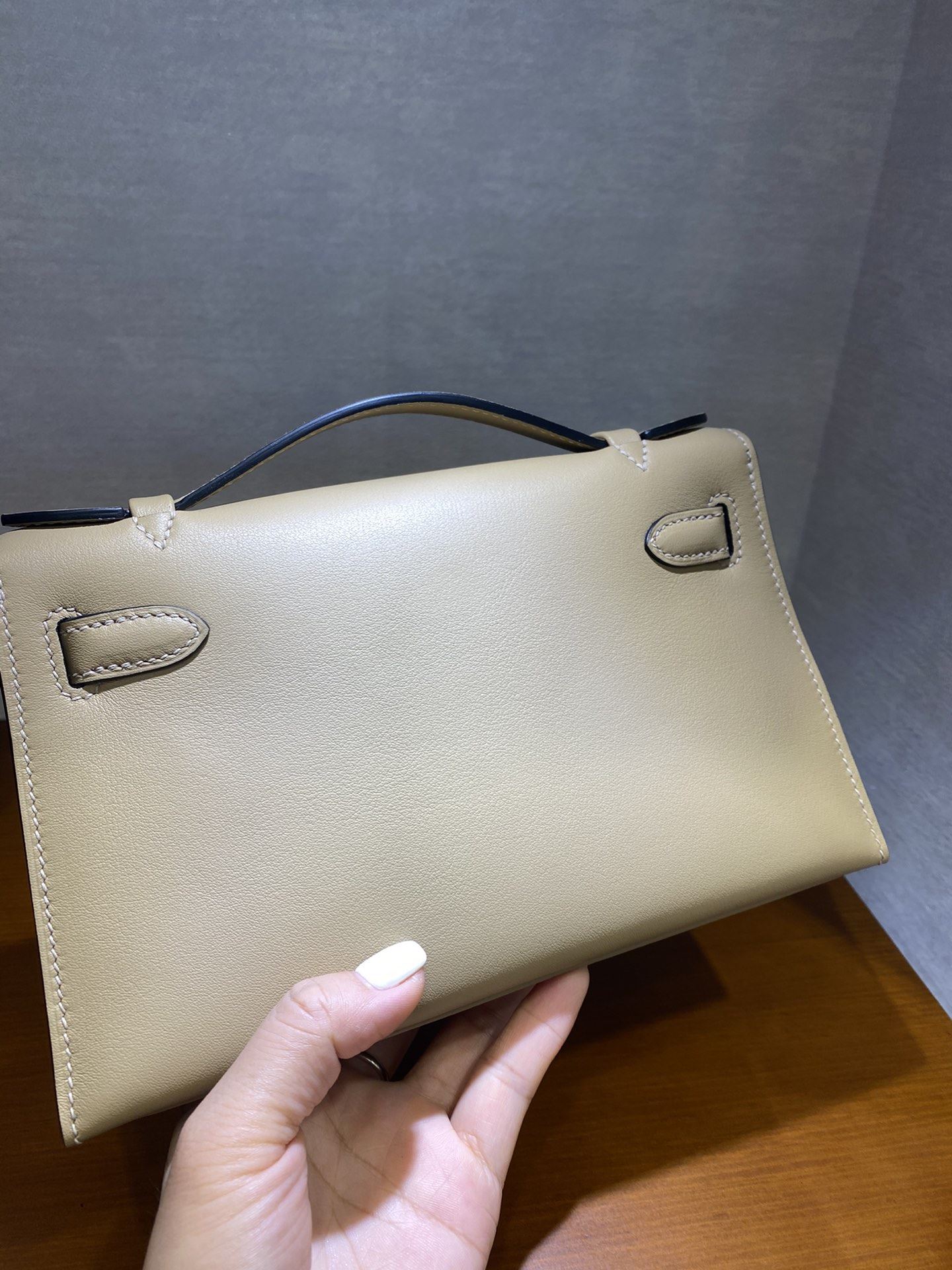 1:1 Replica Hermes Mini Kelly KP Pochette Black/Light Brown/Pink/Yellow/White For Women 22cm / 8.7in - Image 19