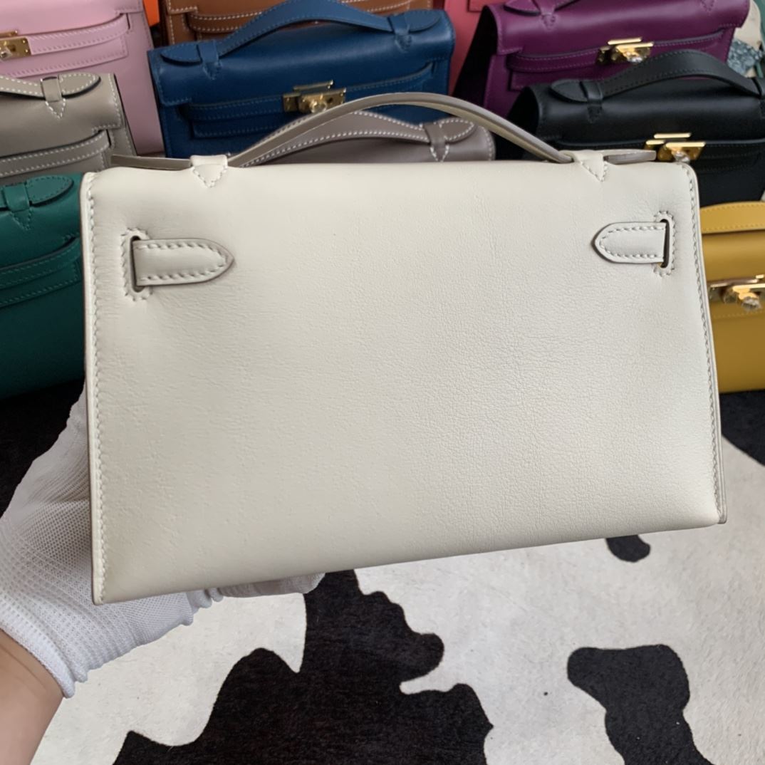 1:1 Replica Hermes Mini Kelly KP Pochette Black/Light Brown/Pink/Yellow/White For Women 22cm / 8.7in - Image 7