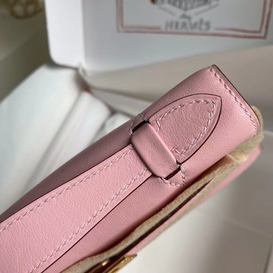 1:1 Replica Hermes Mini Kelly KP Pochette Black/Light Brown/Pink/Yellow/White For Women 22cm / 8.7in - Image 29