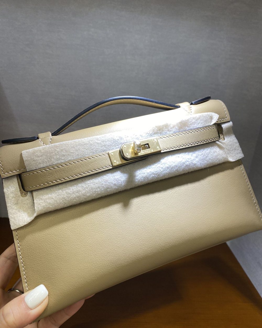 1:1 Replica Hermes Mini Kelly KP Pochette Black/Light Brown/Pink/Yellow/White For Women 22cm / 8.7in