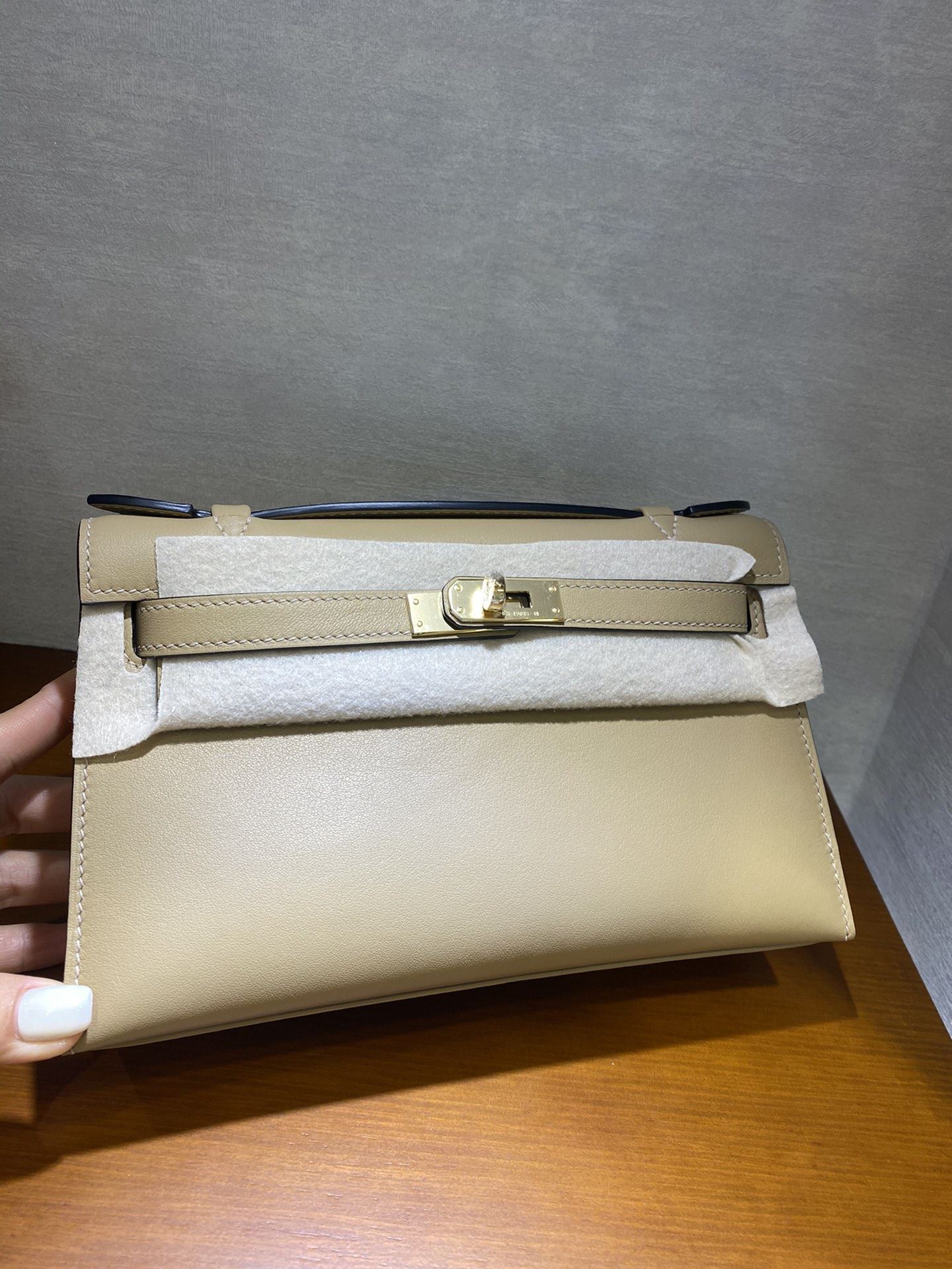 1:1 Replica Hermes Mini Kelly KP Pochette Black/Light Brown/Pink/Yellow/White For Women 22cm / 8.7in - Image 18