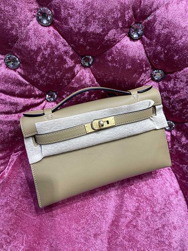 1:1 Replica Hermes Mini Kelly KP Pochette Black/Light Brown/Pink/Yellow/White For Women 22cm / 8.7in - Image 24