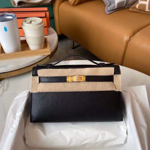 1:1 Replica Hermes Mini Kelly KP Pochette Black/Light Brown/Pink/Yellow/White For Women 22cm / 8.7in - Image 39