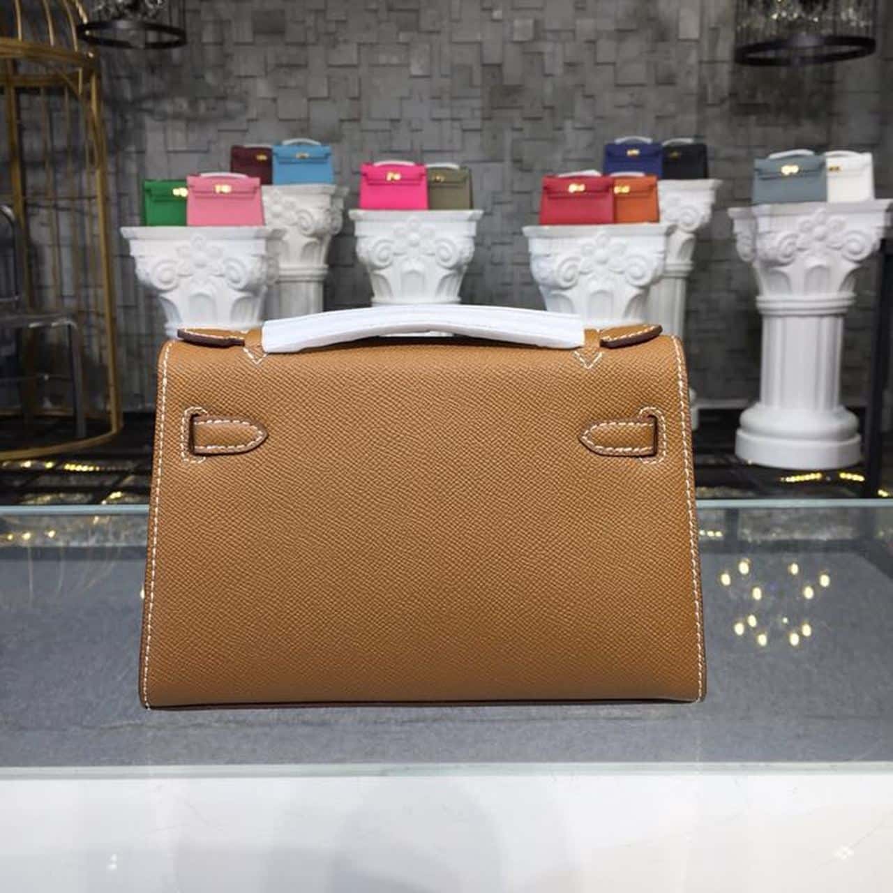 1:1 Replica Hermes Mini Kelly KP Pochette Gold For Women Hermes Mini Kelly KP Pochette Gold For Women Gold Toned Hardware 8.7in/22cm8.7in/22cm - Image 4