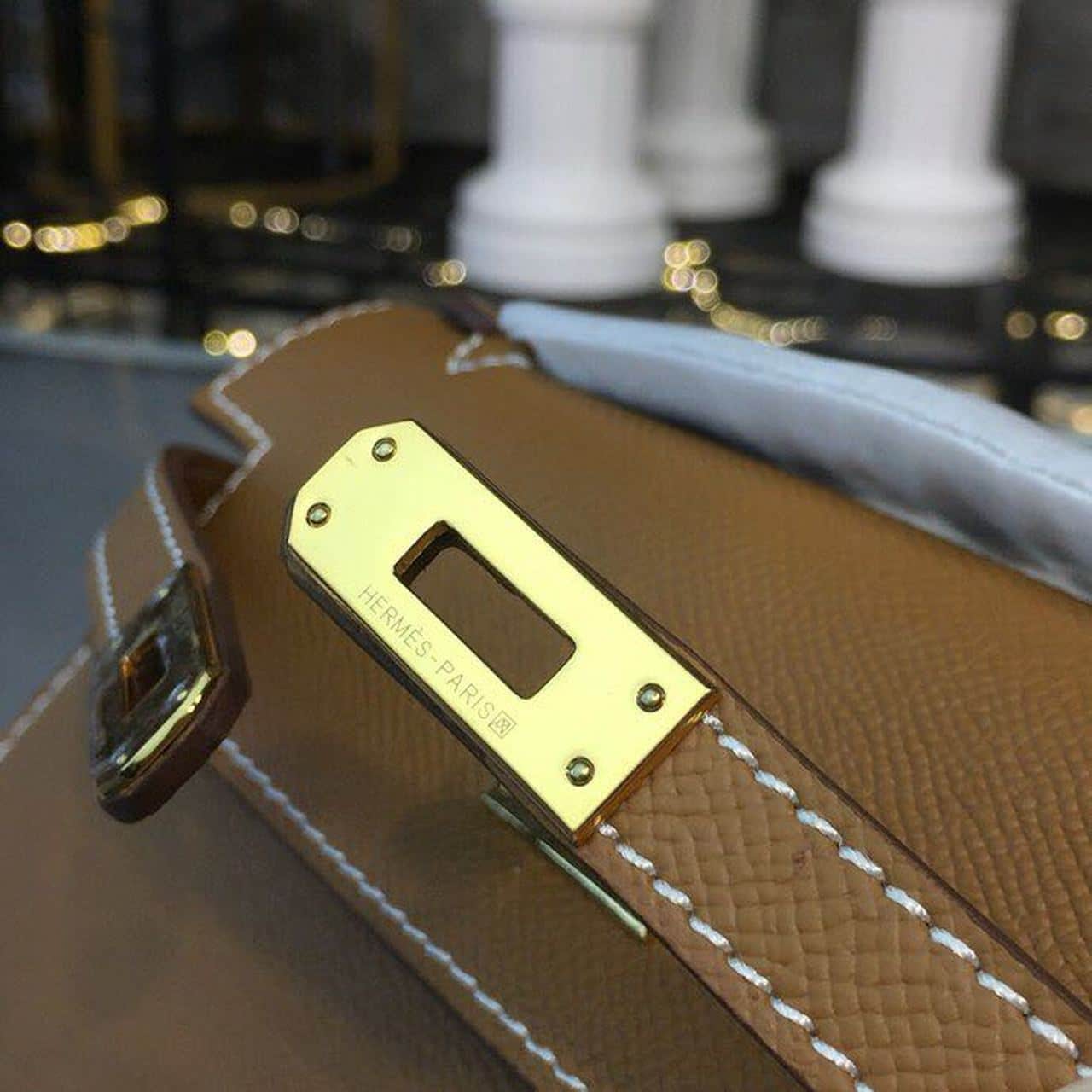 1:1 Replica Hermes Mini Kelly KP Pochette Gold For Women Hermes Mini Kelly KP Pochette Gold For Women Gold Toned Hardware 8.7in/22cm8.7in/22cm - Image 11