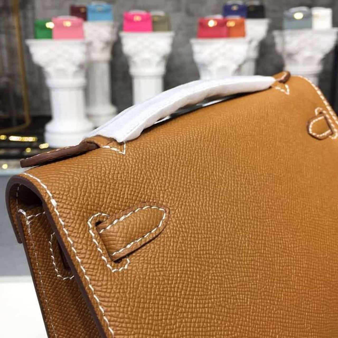 1:1 Replica Hermes Mini Kelly KP Pochette Gold For Women Hermes Mini Kelly KP Pochette Gold For Women Gold Toned Hardware 8.7in/22cm8.7in/22cm - Image 12