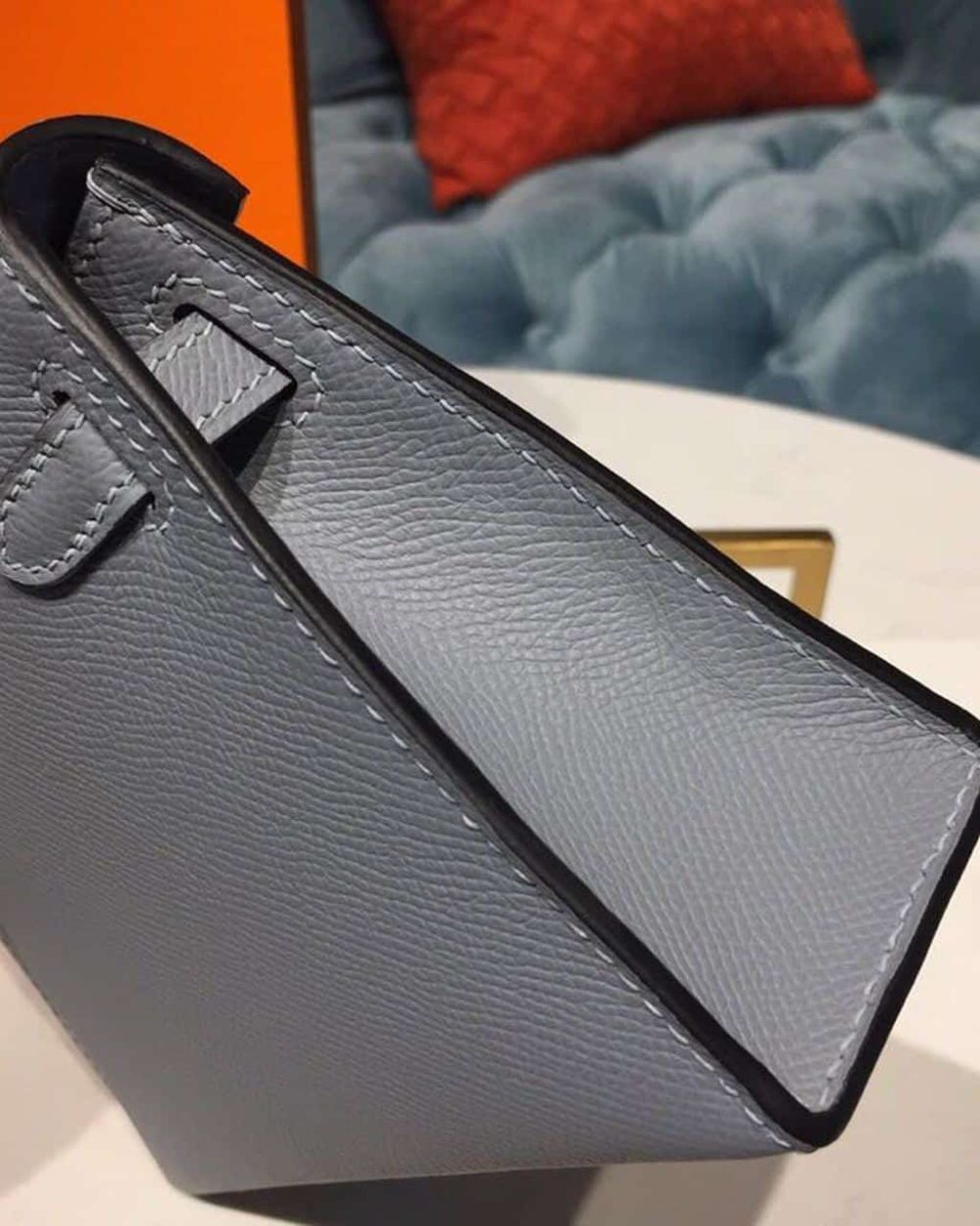 1:1 Replica Hermes Mini Kelly Light Blue For Women Gold Toned Hardware 7.5in/19cm