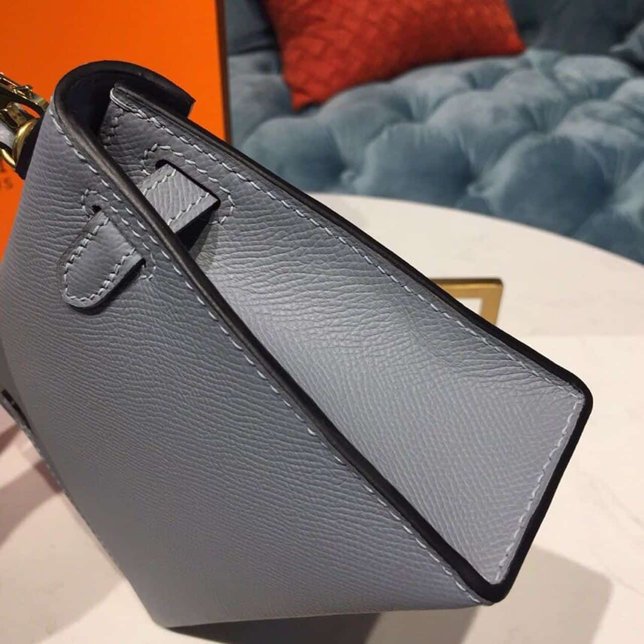 1:1 Replica Hermes Mini Kelly Light Blue For Women Gold Toned Hardware 7.5in/19cm - Image 6