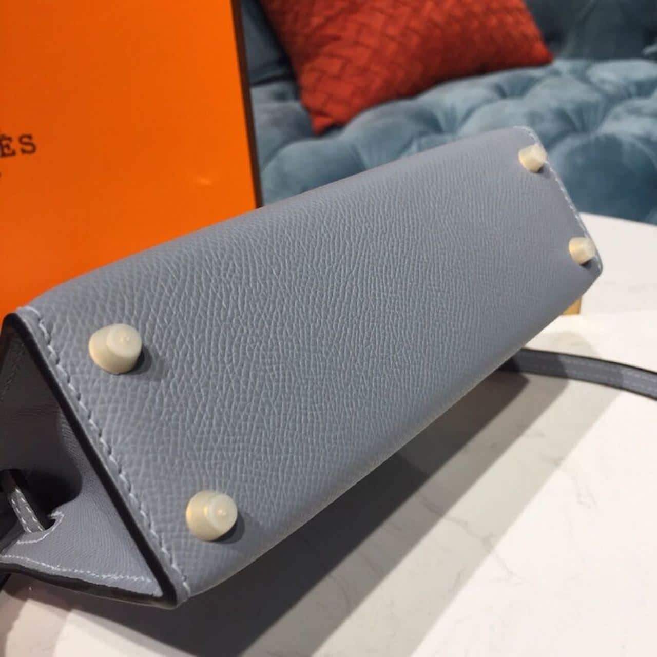 1:1 Replica Hermes Mini Kelly Light Blue For Women Gold Toned Hardware 7.5in/19cm - Image 7