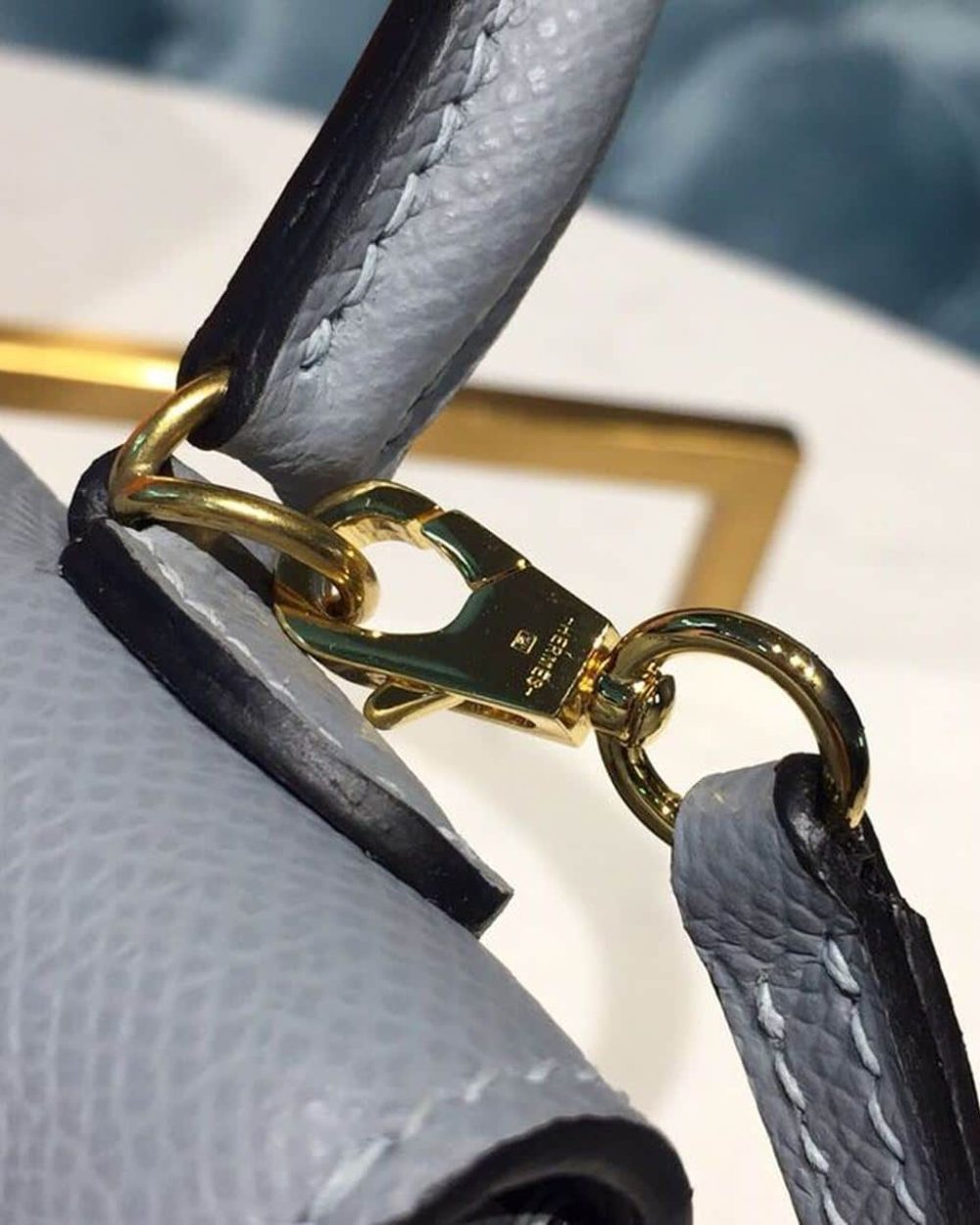 1:1 Replica Hermes Mini Kelly Light Blue For Women Gold Toned Hardware 7.5in/19cm