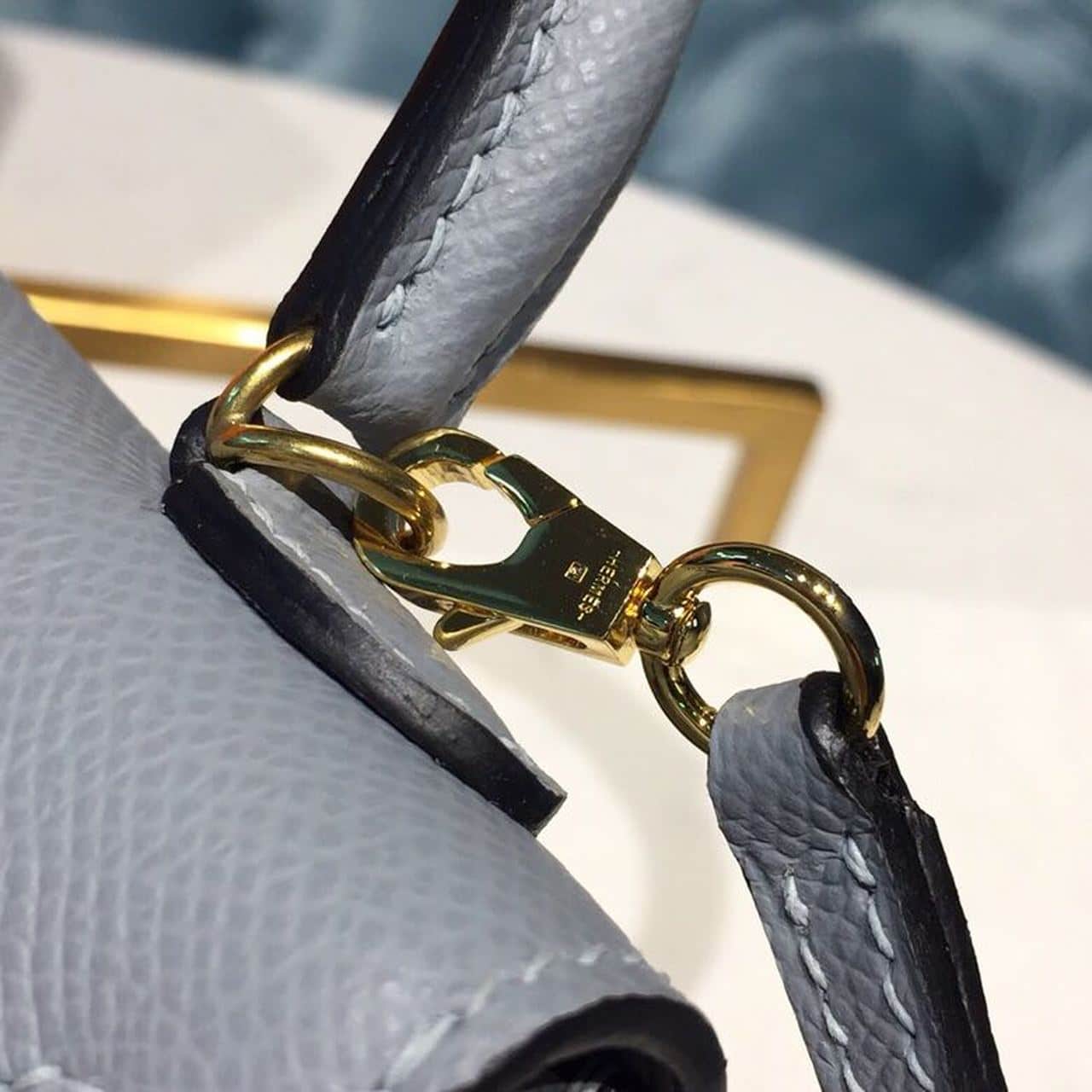 1:1 Replica Hermes Mini Kelly Light Blue For Women Gold Toned Hardware 7.5in/19cm - Image 11