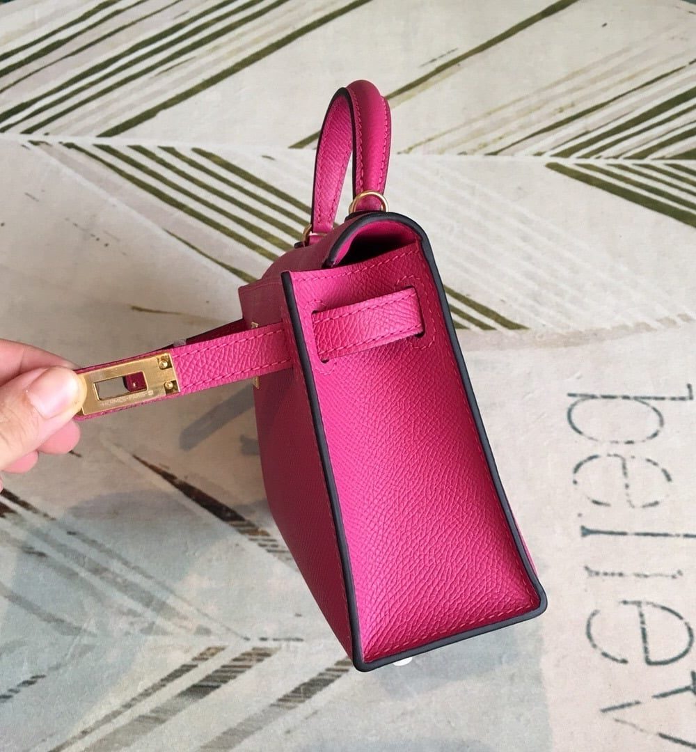 1:1 Replica Hermes Mini Kelly Pink For Women Gold Toned Hardware 7.5in/19cm