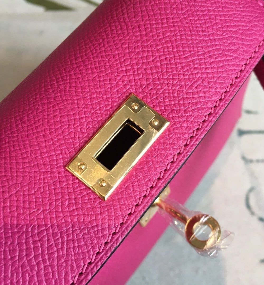 1:1 Replica Hermes Mini Kelly Pink For Women Gold Toned Hardware 7.5in/19cm